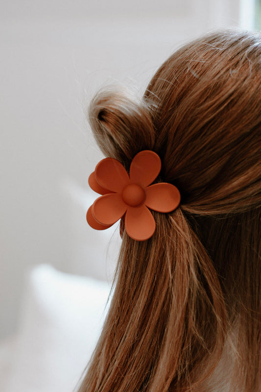 Orange Flower Claw Clip