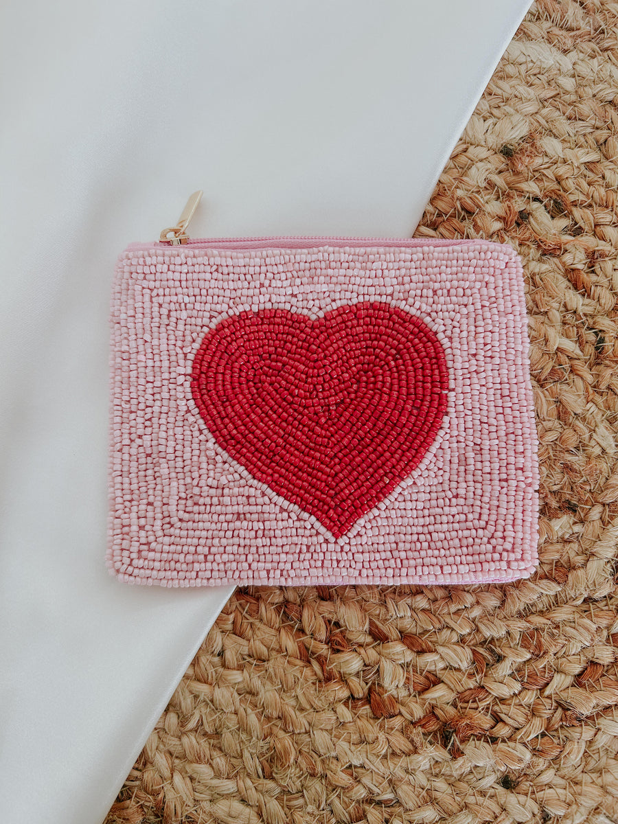 Heart Beaded Coin Purse