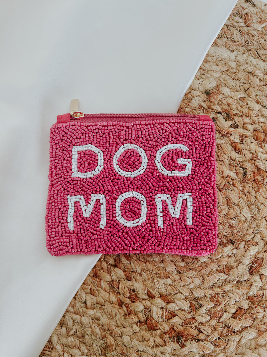 Dog Mom Beaded Coin Purse