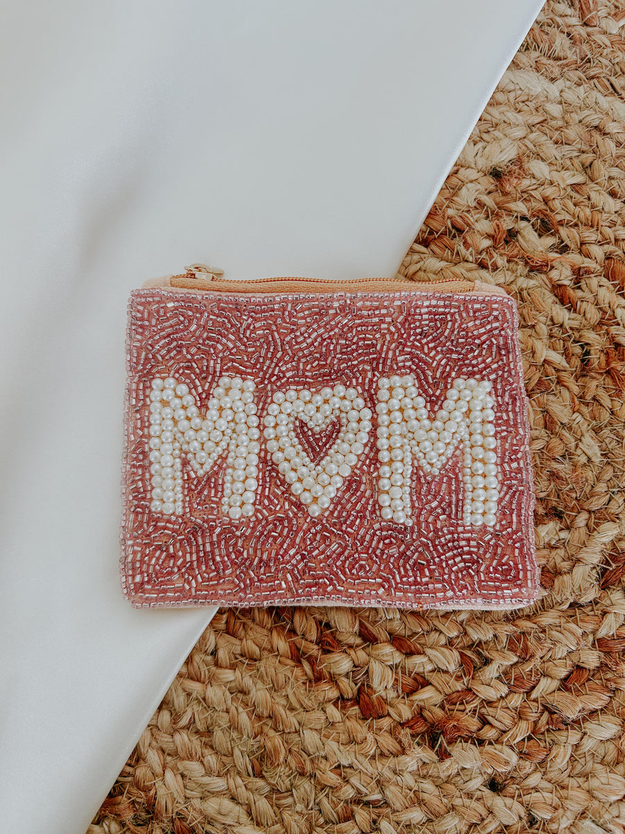 Mom Beaded Coin Purse