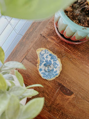 Oyster Shell Trinket Dish - Blue Floral