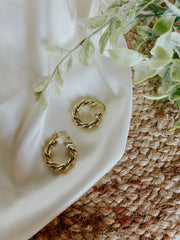 Gold Twist Hoop Earrings