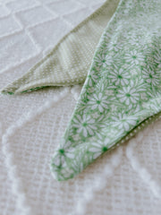 Green Daisy & Polka Dot Reversible Bandana