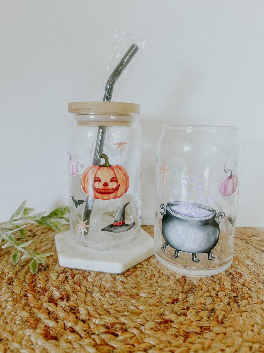 Jack-o-lantern Glass Can 16oz