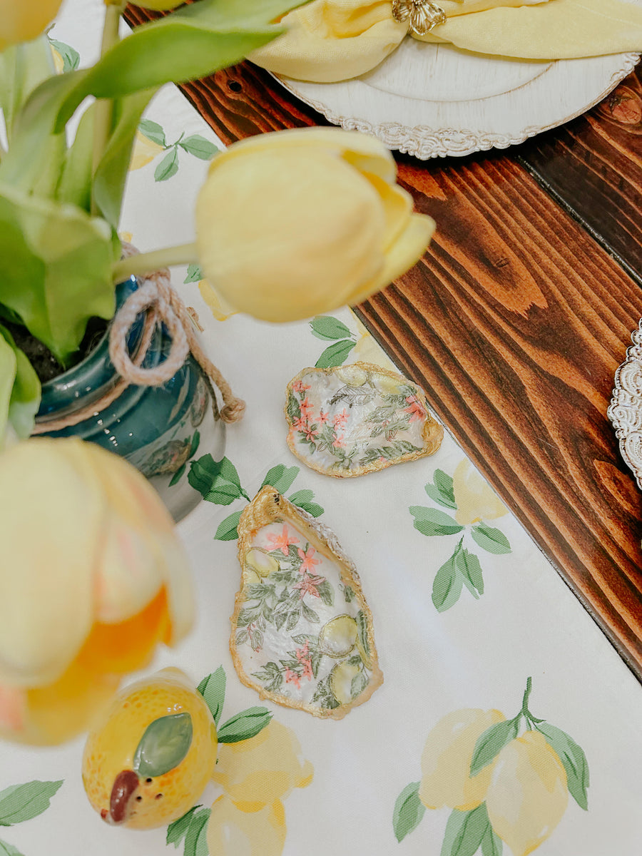 Oyster Shell Trinket Dish - Lemon Floral