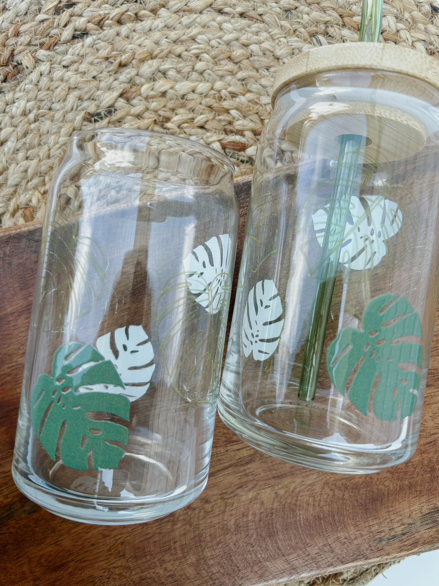 Monstera Glass Can 16 oz