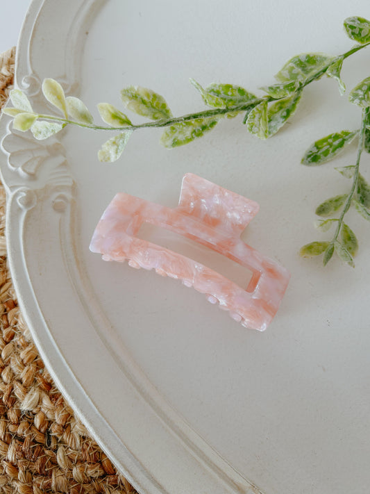 Pink Marble Medium Claw Clip