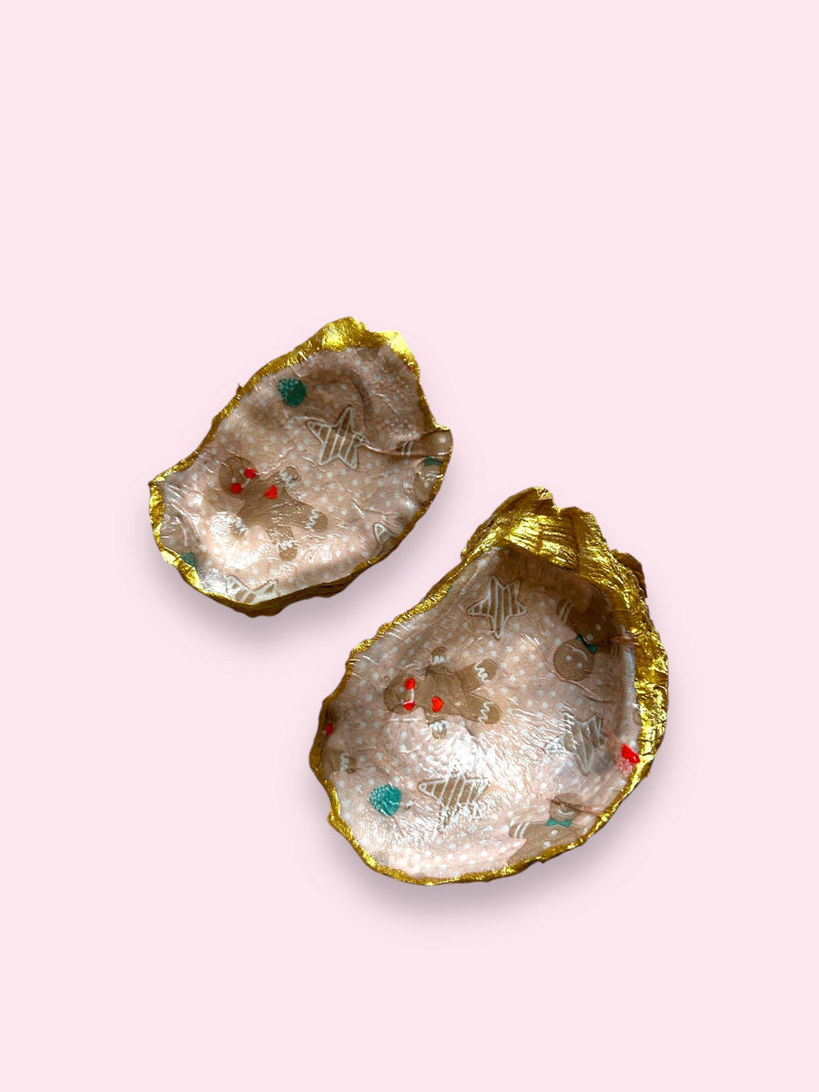 Oyster Shell Trinket Dish -  Gingerbread man