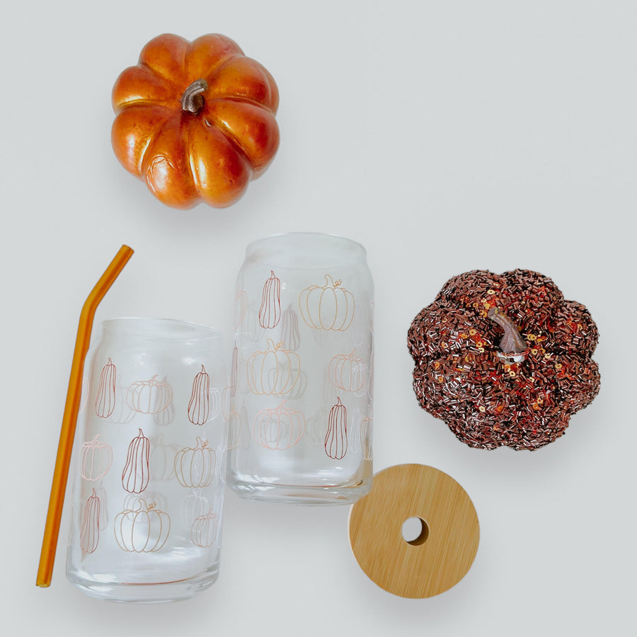 Pumpkin Glass Can 16 oz