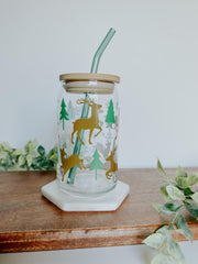 Reindeer Glass Can 16 oz