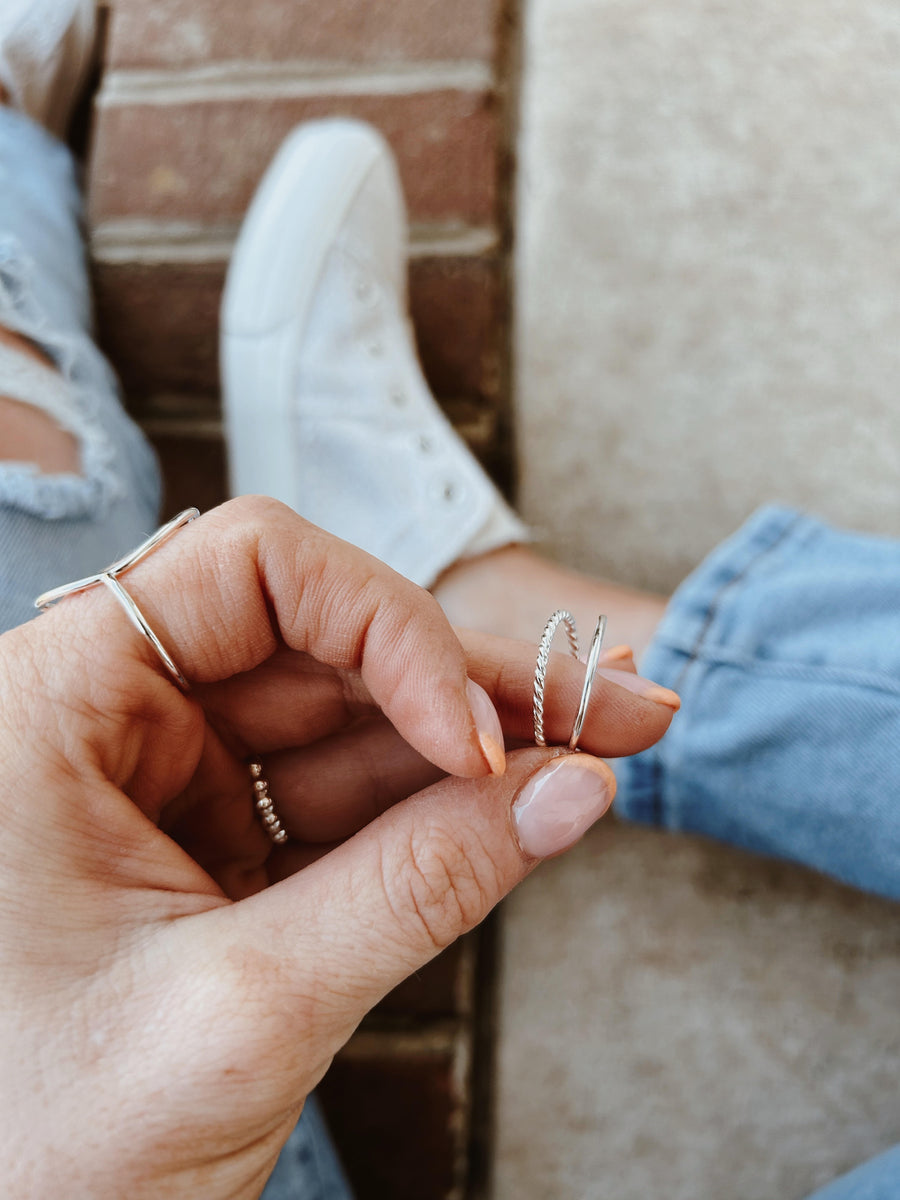 Silver twist ring