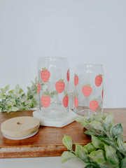 Strawberry Glass Can 16 oz