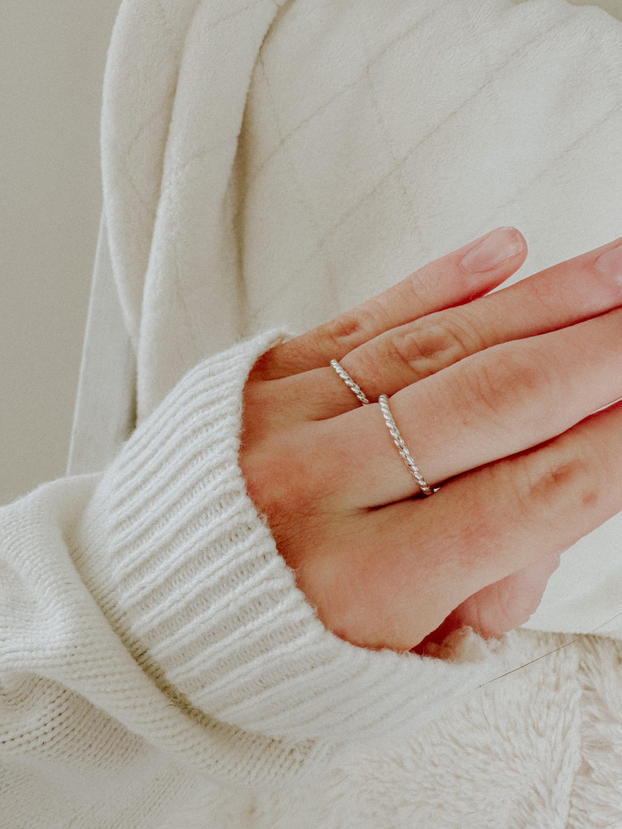 Silver twist ring