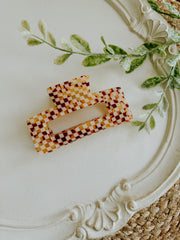 Brown Checkered Jumbo Claw Clip