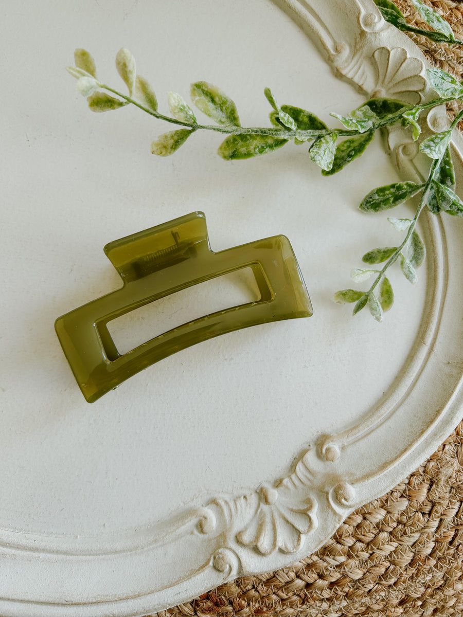 Olive Jelly Jumbo Claw Clip