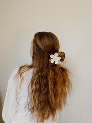 Cream Flower Claw Clip